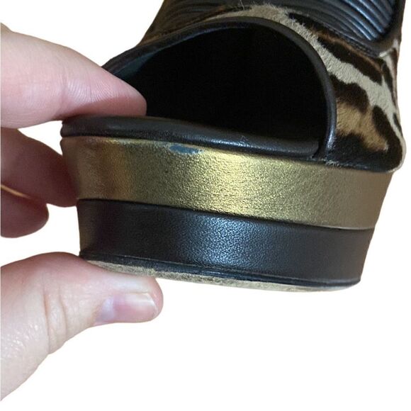 Versace Leopard Print Calf Hair Caged Heel Booties Size 39 - Picture 7 of 11